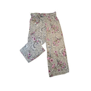 Joan Vass New York Womens Wide Leg Pull On‎ Printed Pants with Tie Belt XL